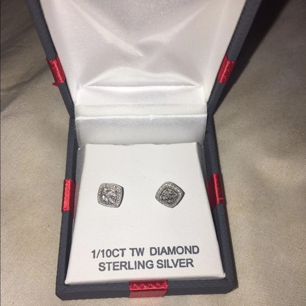Silver diamond earrings